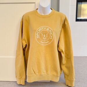 SPORTY & RICH Connecticut Crest Crewneck Sweatshirt Unisex M NWT $175!!